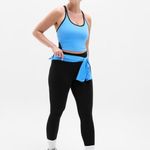 Athleta New  M Intention Crop Bra Cornflower Blue Black Medium Cup A-C Photo 5