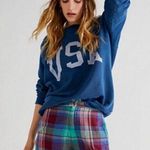 Free People shorts women’s size 4 Green Isla Plaid Madras Cuffed chino belt loop Photo 0