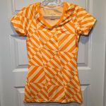 Nike Pro Orange Print V Neck Short Sleeve Fitted Dri Fit Activewear Tee Size S Photo 0