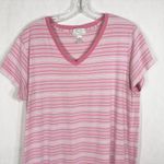 Oscar de la Renta  XL Nightgown Shift Pink Stripe Cotton Stretch Short Sleeve 233 Photo 2