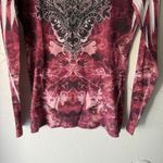 Daytrip Y2k Burgundy Burnout Paisley Rhinestone Long Sleev Top Grunge Whimsigoth Photo 2