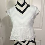 Abercrombie & Fitch White V-Neck Women's Cap Sleeve Crop Top Photo 0