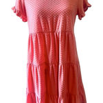 Sugar Lips Sugar + Lips Coral Pink Swiss Dot Tiered Babydoll Dress Women's Small Photo 0