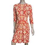 J. McLaughlin Women’s Size L Orange Coral Ikat Scroll Catalina Cloth Mia Dress Photo 1