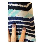 Figue Pants Women Medium Blue Striped Chevron Cotton Tie Waist Straight Leg Photo 5