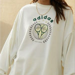 Adidas Tennis Academy Crew Sweatshirt Size Large Oversized Preppy Old Money Photo 0