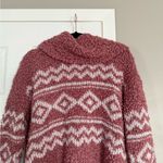 Hippie Rose  Womens Fuzzy Turtleneck Soft Pink White Pullover Sweater Sz M Photo 1