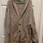 Aran Crafts Ireland Merino Wool Cable Knit Cardigan Sweater Unisex XXL Tan Photo 0