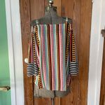 Nenette Milano Designer Boho Stripe Square Neck Bell Sleeve Top Sz 40/Small Orange Photo 1