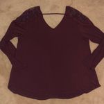 American Eagle Maroon Lace Cutout Top Photo 0