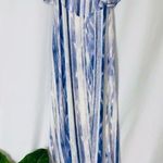 Lemon Tart NWT  Blue & White Off Shoulder Stretchy Maxi Casual Vacation Dress S Photo 2