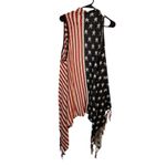 Unity World Wear Knit Asymmetrical American Flag Long Cardigan Sweater Medium Red Photo 1