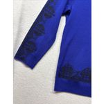 J. Crew Dark Blue Black Embroidered Crew Neck 100% Merino Wool Sweater Size XS Photo 3