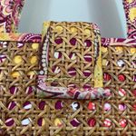 Vera Bradley  Bali Gold Yellow Floral Woven Wicker Cane Shoulder Tote Bag Photo 5