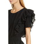 Love Shack Fancy  Natasha Mini Dress Women’s Lg Black Ruffle Tiered 100% Cotton Photo 1