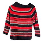 Rafaella NWT Angora Lambs Wool Red Black Striped Cowl Neck Sweater Women’s Small Photo 1