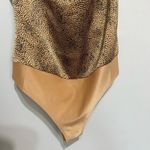 Sincerely Jules Silky Spaghetti Strap Animal Print Bodysuit Size Small Tan Photo 2