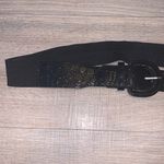 Black faux leather elastic dress belt Photo 2