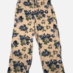 Sag Harbor Pants Small Beige Blue Floral Flowers Straight Crop Boho Cottagecore Photo 0