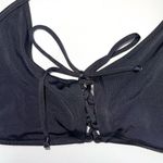 PINK - Victoria's Secret PINK Victoria’s Secret Black Lace Up Tie Front Unlined Bikini Top Photo 2