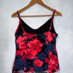 Aqua Green Blue Pink & Red Floral Ruffle Padded Adjustable Strap Tankini Top Lg Photo 6