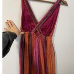 Alice + Olivia Ombre Low V-neck Mini Dress Pink Purple Red Silk Metallic GUC S Photo 5