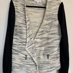 Drew  Size Medium Bouclee Silk Sleeves Moto Jacket Open Front Knit Frayed Edge Photo 0