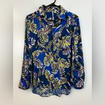 Free People Under The Palms Blue Floral Lightweight Button Down Shirt Size Small Photo 3