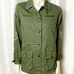 Anthropologie Embroidered Field Shirt Jacket size S Army Green Long Sleeve Photo 3