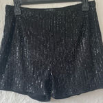 Black fully lined sparkly sequined high waisted shorts, holiday, party; size L Size L Photo 0