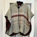 Free People  | Boho Hippie Swept Away Zip-Up Ruana Cape Poncho Size O/S Photo 9