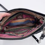 The Sak Charleston Leather Demi Clutch Crossbody Bag Black Onyx Pleated Purse Photo 4