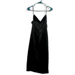 Laundry by Shelli Segal ‎ Black Satin Slip Dress | Size 8 | Elegant Ruched Midi Photo 1