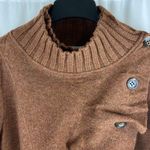Pura Vida Brown Boiled Wool Sweater Wrap Front Diagonal Button Front Y2K Grunge Size L Photo 3
