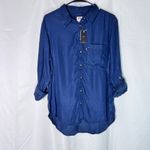Levi's NWT Women's Darlene Utility Button Down Shirt Navy Large Photo 2