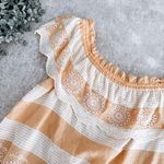 American Eagle  Orange Off-Shoulder Lace Trim Top Size Small Photo 0