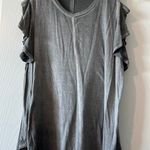 American Eagle Outfitters Cut Out Shoulder Scope Neck Gray t Shirt Photo 0