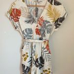 All in Favor  Leaf Print Wrap Linen Blend Romper Photo 1