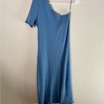 Rails  One Shoulder Ribbed Midi Dress Blue Asymmetrical Size L NWT Photo 2