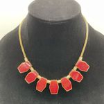 Statement Necklace with Gold Tone chain With Glass Maroon Beads Photo 0