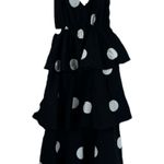 OPT Maxi Dress Womens XS Black White Polka Dot Tiered Ruffle Retro 60s Whimsy Photo 0