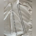 Ming Wang  Full Zip Mesh Jacket Women's  M White w/Black Trim
3/4 Sleeves Classic Photo 8