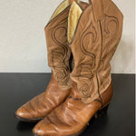 VTG Leather Western Cowgirl Zip Boots Women 9 Aztec Distressed Festival Concert Brown Photo 0