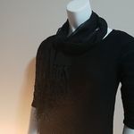 None Black Sparkly Scarf with Tassels Photo 1
