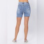 Judy Blue  Denim Patch Mid Length Shorts Size 2XL Photo 2