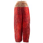 Free People Women's Red Paisley High Waisted Palazzo Wide Leg Trousers Pants XS Photo 3
