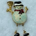 Snow Man Winter Christmas Jewelry Pin Brooch Metal Sparkle Enamel Hat Broom Photo 9