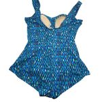 Maxine of Hollywood One-Piece Blue Geometric Swimsuit Molded Cups Shelf Bra 12 Photo 1