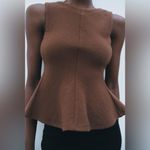 ZARA  NWT brown peplum sleeveless top Photo 5