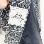 Milly Black White Tweed Wool Long Black Button Coat Size 8 Photo 2